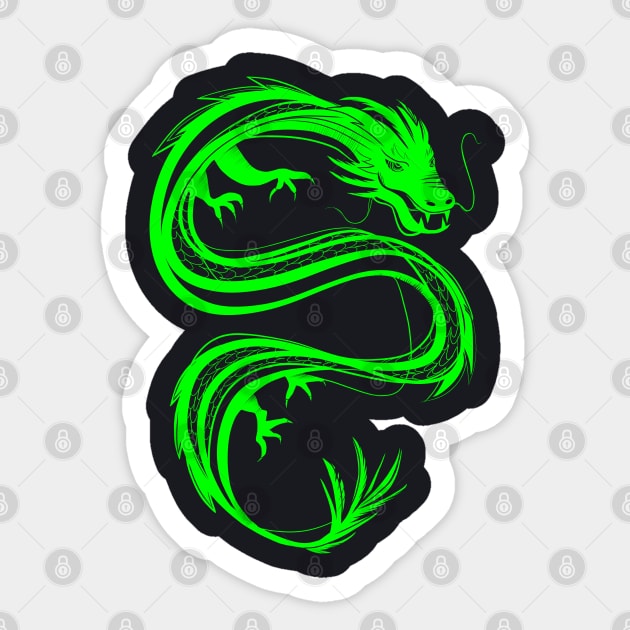 neon green traditional chinese dragon Sticker by acatalepsys 